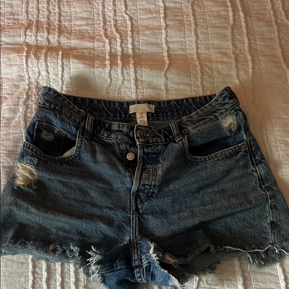 H&M Distressed Blue Jean Shorts